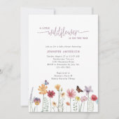 ほこりっぽい紫の水色ワイルドフラワーベビーシャワー 招待状 (正面)