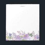 ほこりっぽい紫の牡丹とバラ パーソナライズされた ノートパッド<br><div class="desc">紫色のフローラテーマノートパッド。紫色の花とバラの水彩フローラガーランドを特徴とする。名前、日付、または短いフレーズを追加してパーソナライズする。この紫のフローラノートパッドはギフトとして完璧パーソナライズされたである。</div>