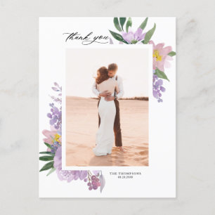 ほこりっぽい紫の牡丹の写真結婚の感謝 ポストカード