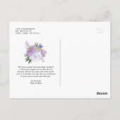 ほこりっぽい紫の牡丹の写真結婚の感謝 ポストカード (裏面)