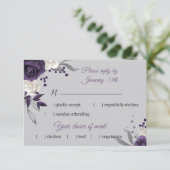 ほこりっぽい紫の白い花が灰色 出欠カード (スタンド正面)