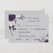 ほこりっぽい紫の白い花が灰色 出欠カード (正面/裏面)