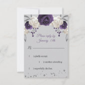ほこりっぽい紫の白い花が灰色 出欠カード (正面)