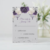 ほこりっぽい紫の白い花が灰色 出欠カード (スタンド正面)