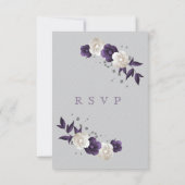 ほこりっぽい紫の白い花が灰色 出欠カード (裏面)