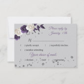 ほこりっぽい紫の白い花が灰色 出欠カード (正面)