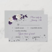 ほこりっぽい紫の白い花が灰色 出欠カード (正面/裏面)