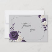 ほこりっぽい紫の白い花の幾何学的 サンキューカード (正面)