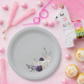 ほこりっぽい紫の白い花の植物性 ペーパープレート (パーティー)