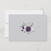 ほこりっぽい紫の白い花グレー サンキューカード (裏面)