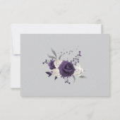 ほこりっぽい紫の白い花シルバーグレー サンキューカード (裏面)