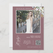 ほこりっぽい紫の緑のブライダルシャワーQRコード写真 招待状 (裏面)