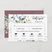 ほこりっぽい紫の緑の応答カード4食事の選択 出欠カード (正面/裏面)