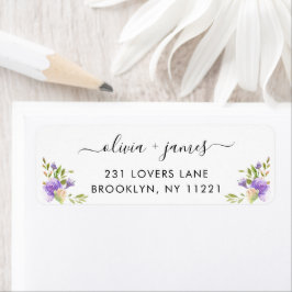 ほこりっぽい紫の緑の葉のフローラ水色 ラベル