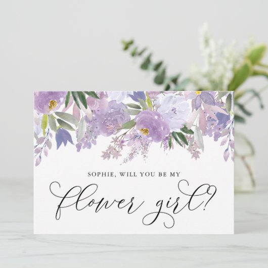 ほこりっぽい紫の花が私の花の女の子 招待状 (スタンド正面)