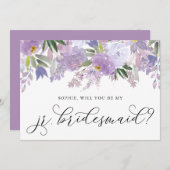ほこりっぽい紫の花が私のJr.ブライドメイド 招待状 (正面/裏面)