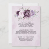 ほこりっぽい紫の開花の色合い結婚すべて 招待状 (裏面)