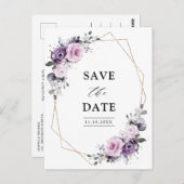 ほこりっぽい紫の開花幾何学日付を保存 ポストカード (正面/裏面)