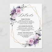 ほこりっぽい紫の開花幾何結婚詳細 エンクロージャーカード (正面)
