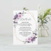 ほこりっぽい紫の開花幾何結婚詳細 エンクロージャーカード (スタンド正面)