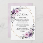 ほこりっぽい紫の開花幾何結婚詳細 エンクロージャーカード (正面/裏面)