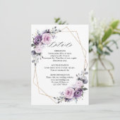 ほこりっぽい紫の開花幾何結婚詳細 エンクロージャーカード (スタンド正面)