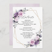 ほこりっぽい紫の開花幾何結婚詳細 エンクロージャーカード (正面/裏面)