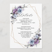 ほこりっぽい紫の開花幾何結婚詳細 エンクロージャーカード (正面)