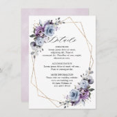 ほこりっぽい紫の開花幾何結婚詳細 エンクロージャーカード (正面/裏面)