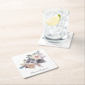 ほこりっぽい紫フローラ水結婚色のカスタム スクエアペーパーコースター (インサイチュ)