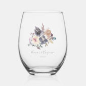 ほこりっぽい紫フローラ水結婚色のカスタム ステムなしワイングラス (正面)