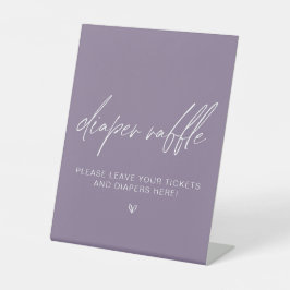 ほこりっぽい紫ミニマリストシャワーおむつラッフル 台座サイン