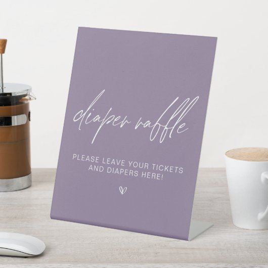 ほこりっぽい紫ミニマリストシャワーおむつラッフル 台座サイン (インサイチュ)