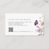 ほこりっぽい紫ラベンダーワイルドフラワー結婚の詳細QR エンクロージャーカード (正面)