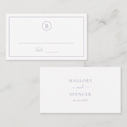 ほこりっぽい紫伝統的のエレガントな結婚式 プレイスカード (正面/裏面)