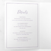 ほこりっぽい紫伝統的のエレガントな結婚式 三つ折り招待状 (内部最初)