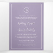 ほこりっぽい紫伝統的のエレガントな結婚式 三つ折り招待状 (内部中)