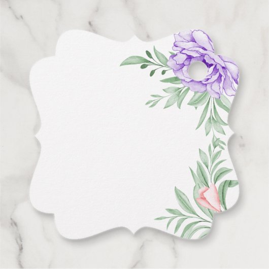 ほこりっぽい紫牡丹バラ葉緑の結婚 フェイバータグ (裏面)