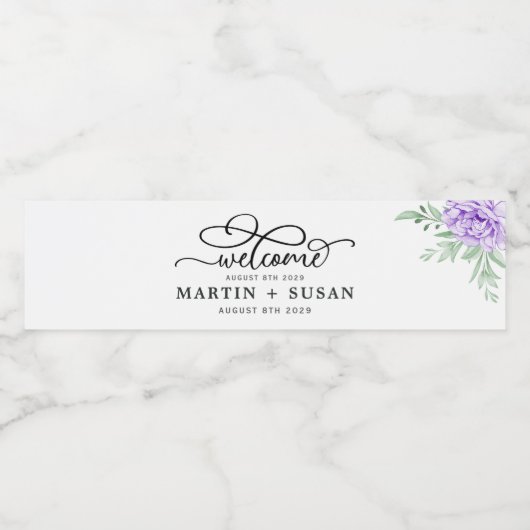 ほこりっぽい紫牡丹バラ葉緑の結婚 ペットボトルラベル (シングルラベル)