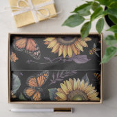 ほこりっぽい紫色のひまわり、(昆虫)オオカバマダラ、モナーク&ミツバチのデコパージュ 薄葉紙 (ギフト)