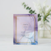 ほこりっぽい紫色のネイビーブルー金ゴールドインク結婚式の招待 (スタンド正面)