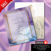 ほこりっぽい紫色のネイビーブルー金ゴールドインク結婚式の招待