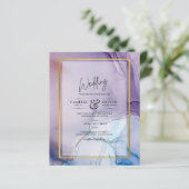 ほこりっぽい紫色のネイビーブルー金ゴールドインク結婚式の招待 (スタンド正面)