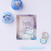 ほこりっぽい紫色のネイビーブルー金ゴールドインク結婚式の招待 チラシ (シングル)