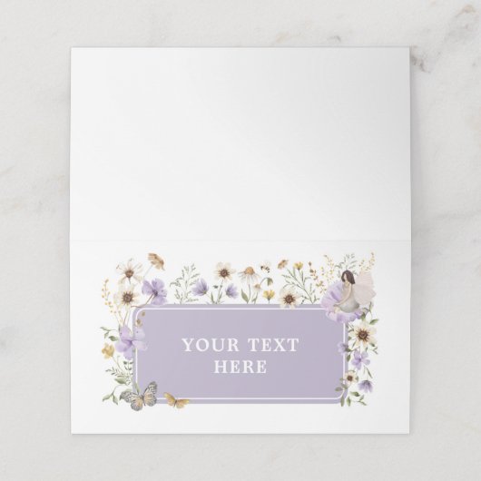 ほこりっぽい紫色の妖精のワイルドフラワー誕生日食品ラベル プレイスカード (外部開封)