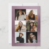 ほこりっぽい紫色の水彩アーチ7写真卒業 案内状 (裏面)