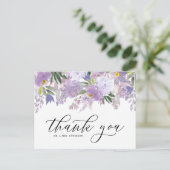 ほこりっぽい紫色の水色の花ガーランドありがとう ポストカード (スタンド正面)