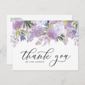 ほこりっぽい紫色の水色の花ガーランドありがとう ポストカード (正面/裏面)