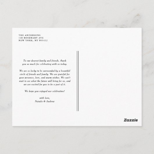 ほこりっぽい紫色の水色の花ガーランドありがとう ポストカード (裏面)