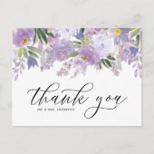 ほこりっぽい紫色の水色の花ガーランドありがとう ポストカード (正面)